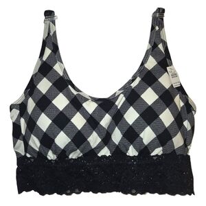 Maurices Black and White Plaid Lace Bralette